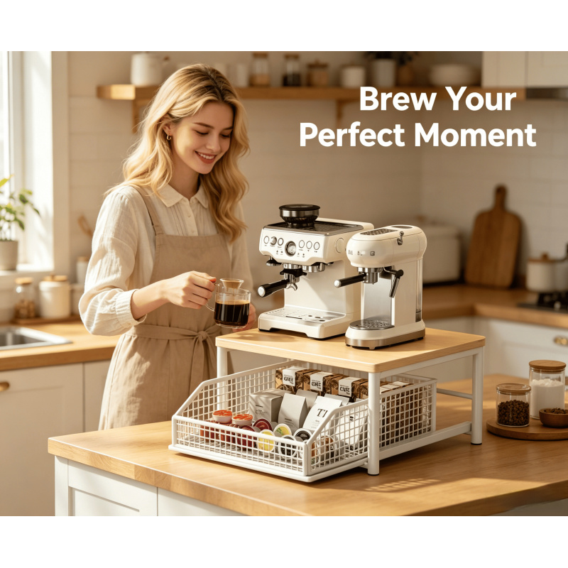 Kitchen Appliances Design - Microwave Coffee Maker Shelf Organizer –