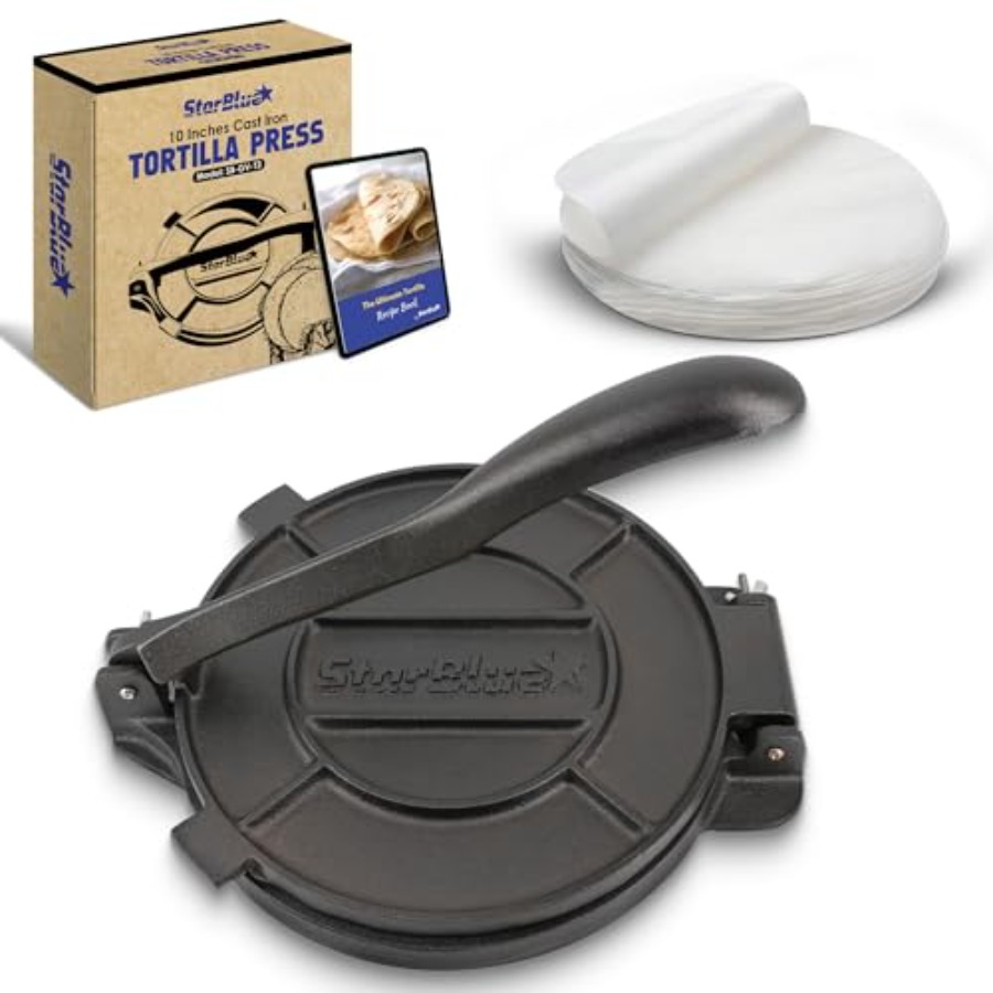 Tortilla Press Cast - 10 Inch Cast Iron Tortilla Press