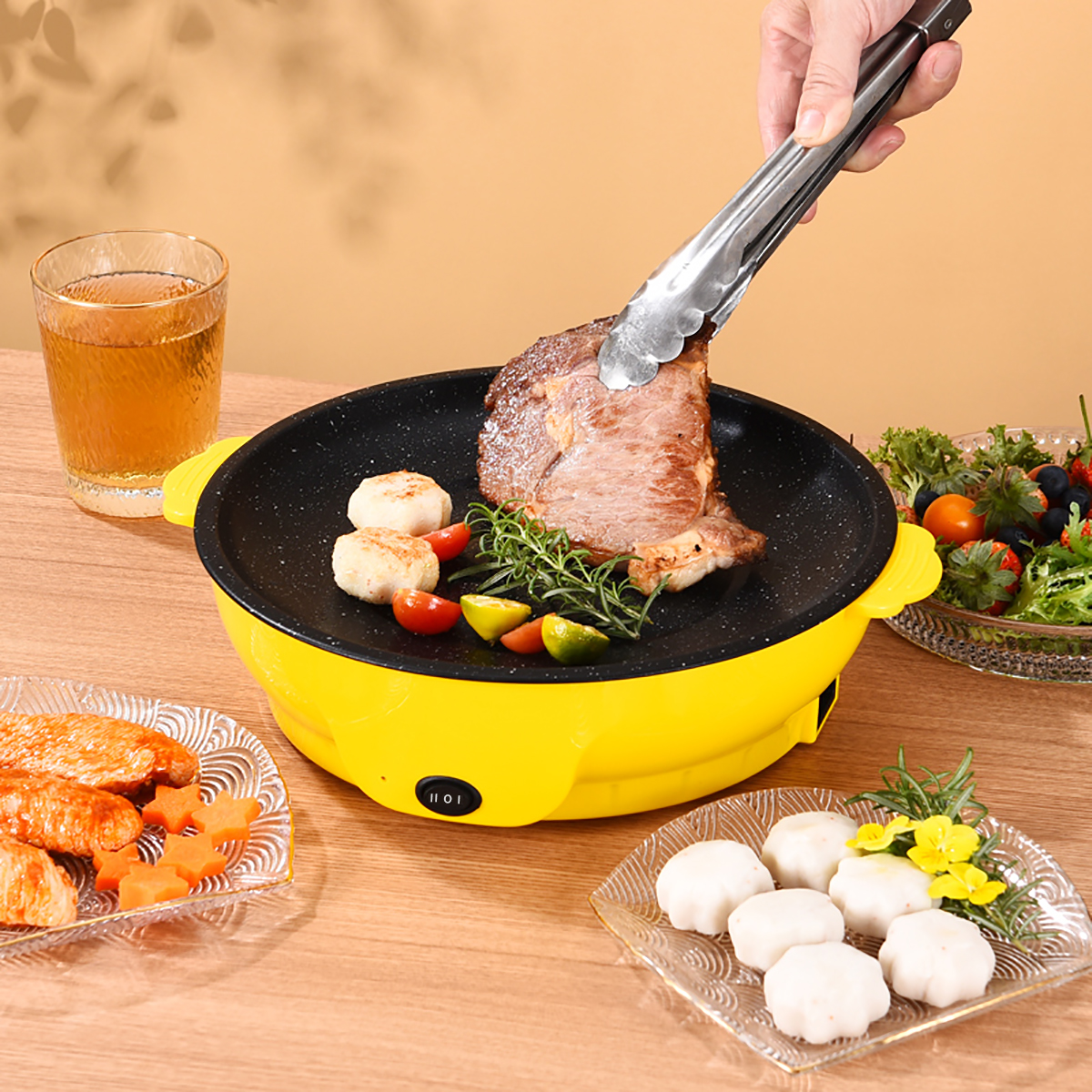 Fondue Set Electric - 220V Multifunctional Electric Baking Tray Koekenpan