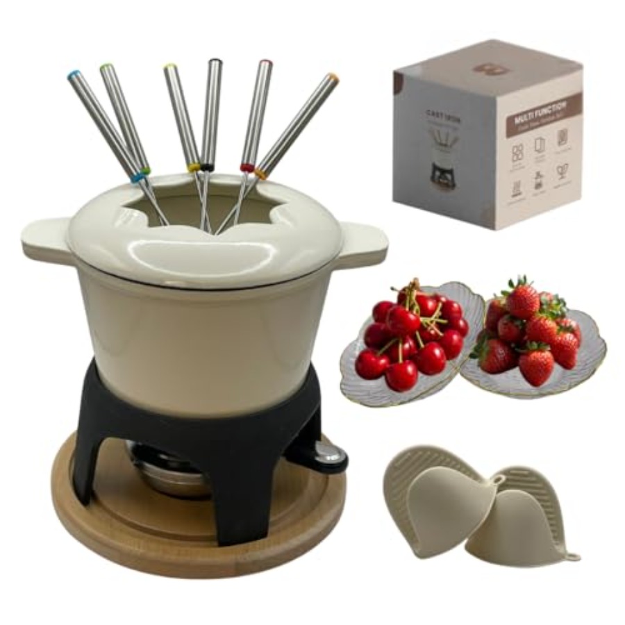 Fondue Set Electric - Cast Iron Fondue Set 15-Pcs with
