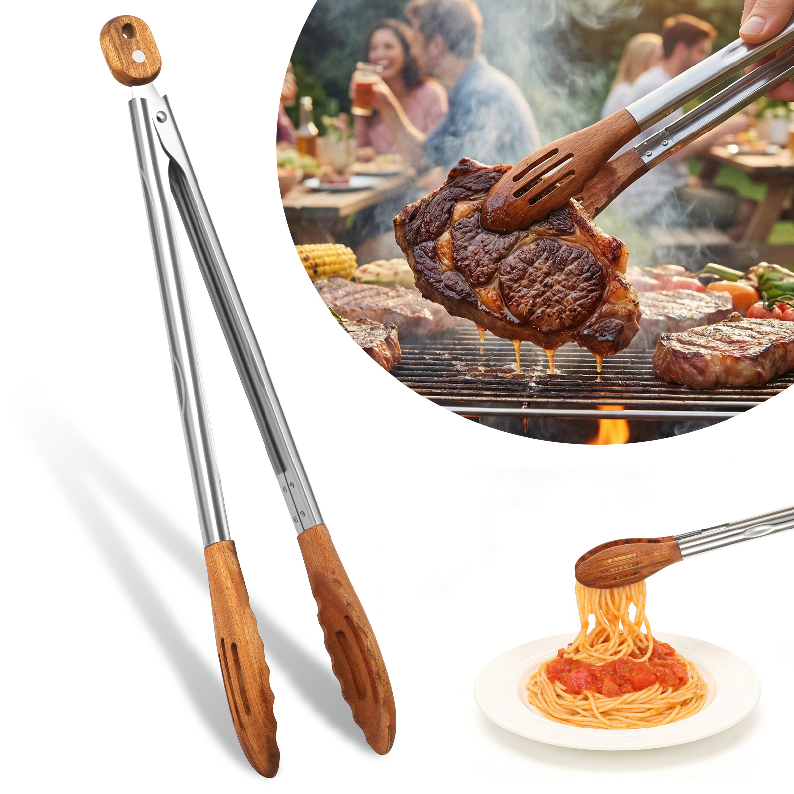 Kitchen Appliances For Cooking - Wooden Kitchen Cooking Tongs BBQ Non