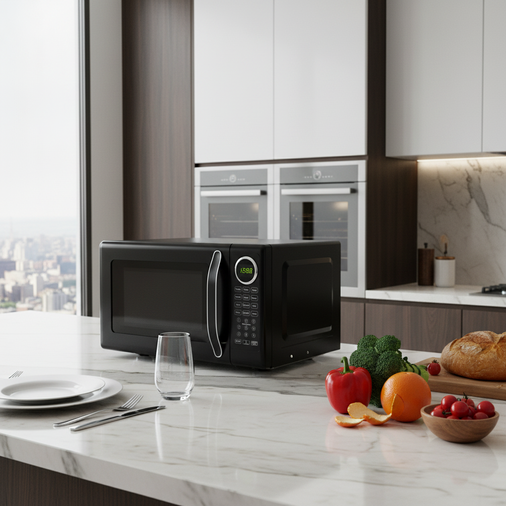 Kitchen Appliances Countertop - 23L Black Stainless Steel Countertop Microwave