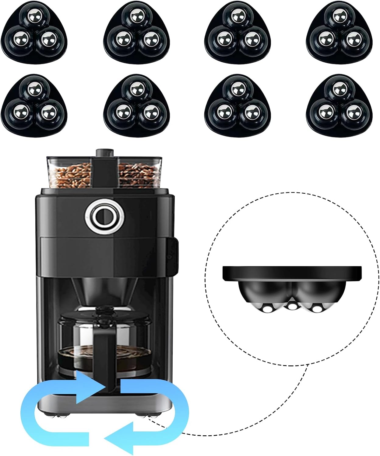 Kitchen Appliances Countertop - 8-Pack Appliance Rollers: Smooth Gliding Casters
