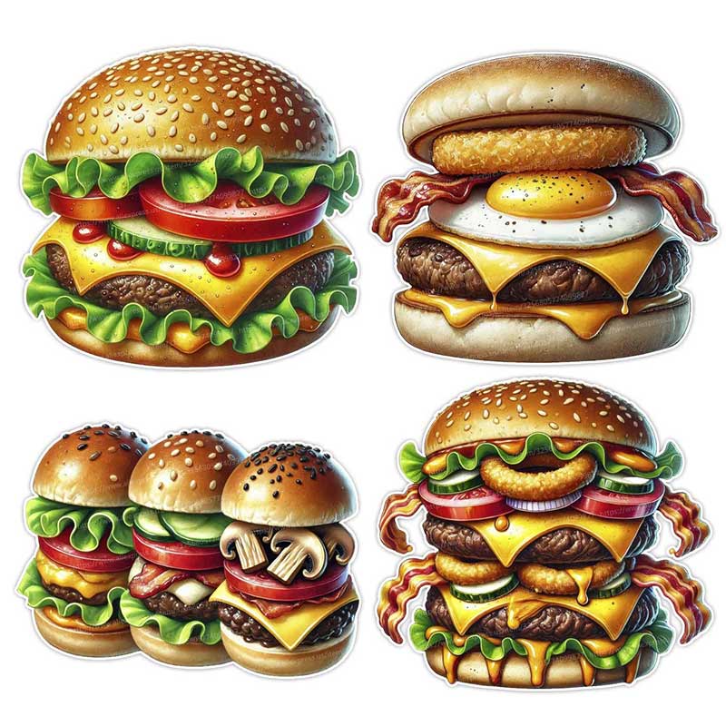 Kitchen Appliances Design - Tasty Hamburger Food Art Wall Stickers