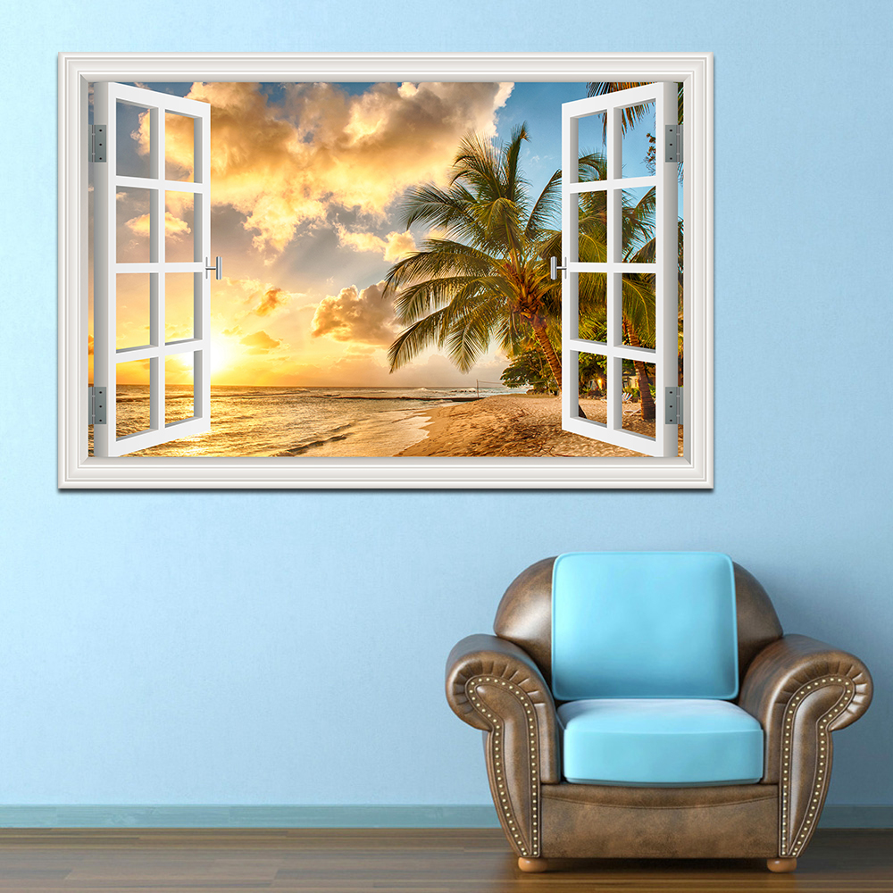 3D Beach Window View Wall Stic - Kitchen Appliances Design 리뷰 및 가격